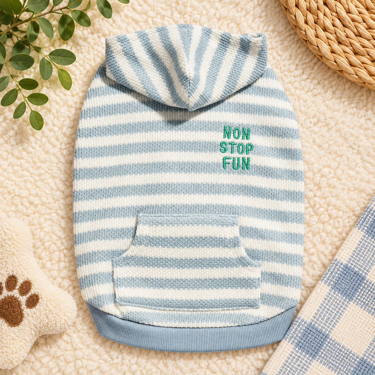 Green Striped Good Dog Hoodie
