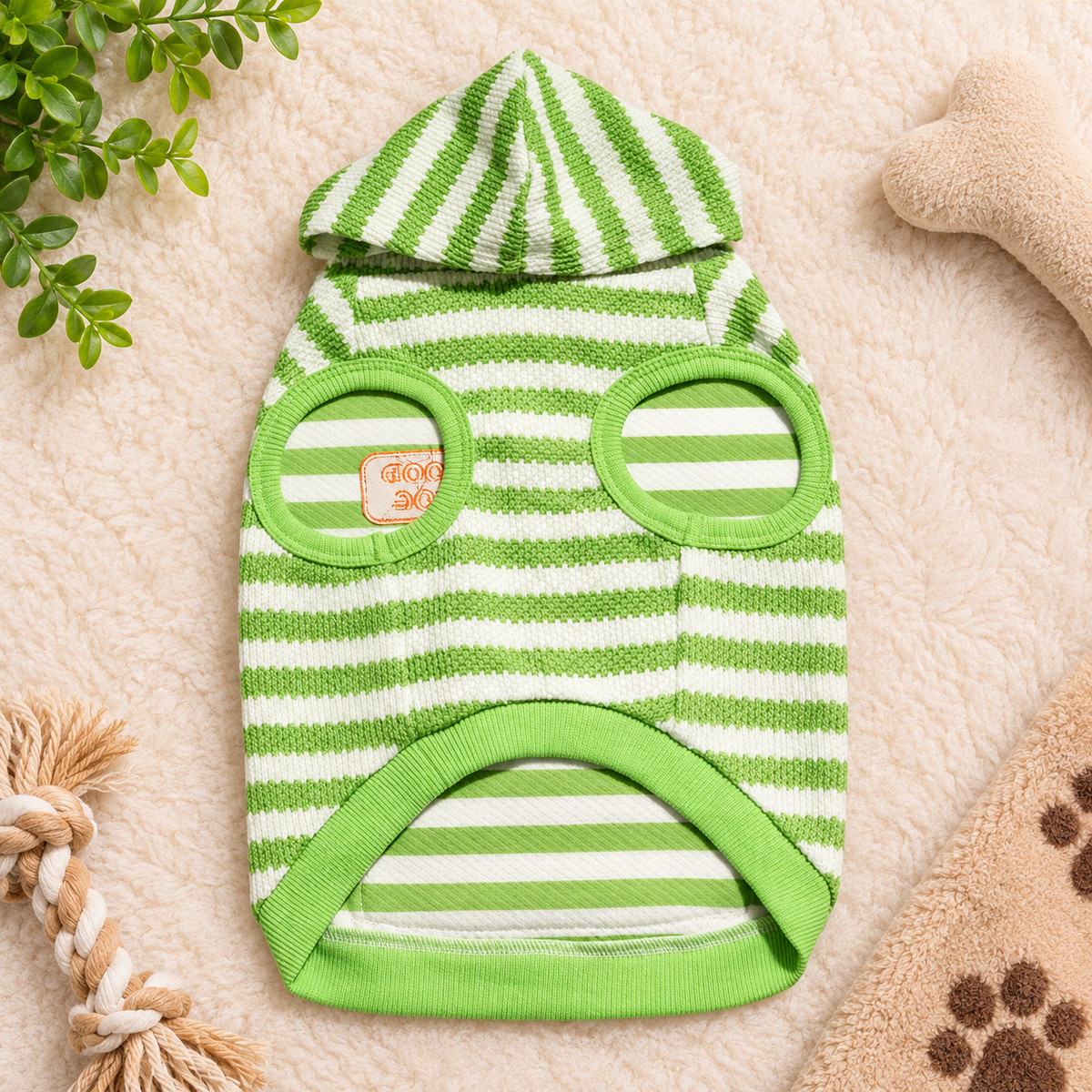 Green Striped Good Dog Hoodie
