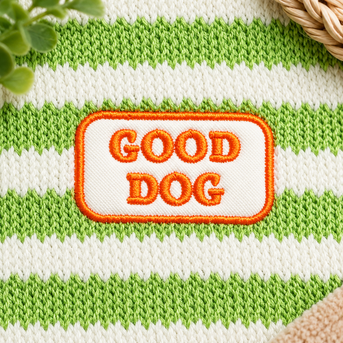 Green Striped Good Dog Hoodie